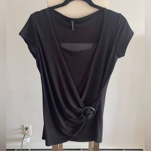 Y2K Cross Wrap Buckle Top
